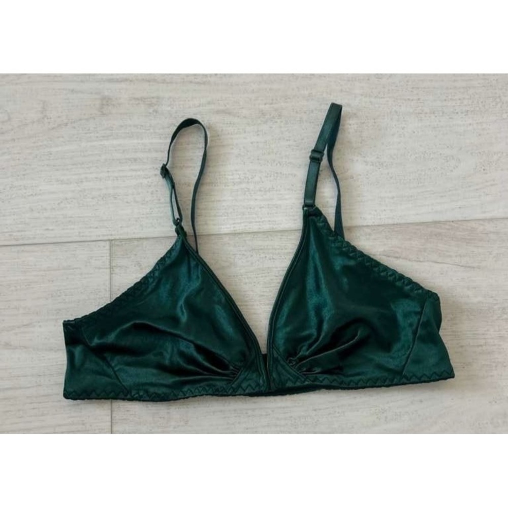 Vintage Alana Gale Satin Bralette Sz 36 Green